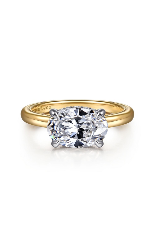 14K Mix of White and Yellow Gold Diamond Engagement Ring
