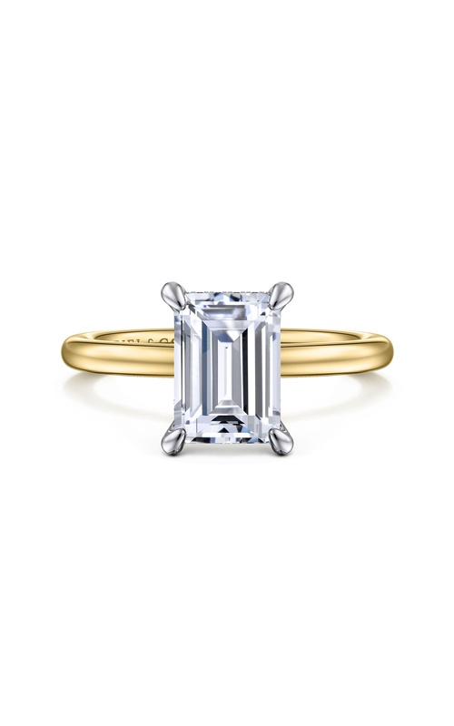 14K Mix Of White And Yellow Gold Diamond Engagement Ring