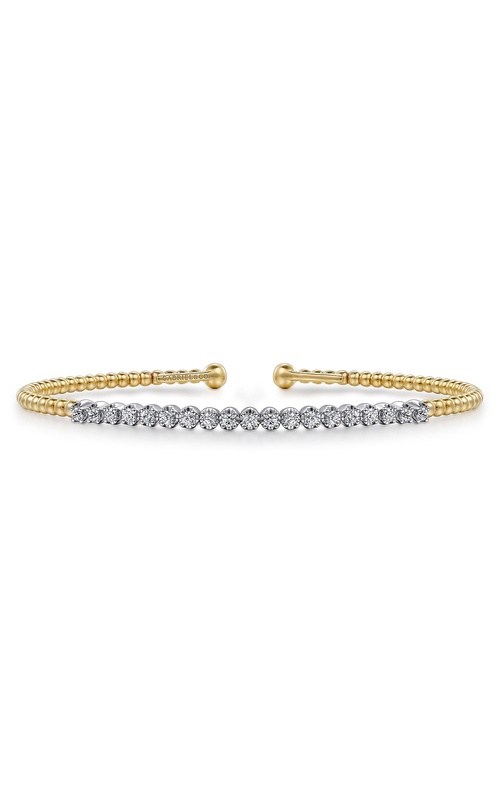 14K Mix of White and Yellow Gold Diamond Bangle