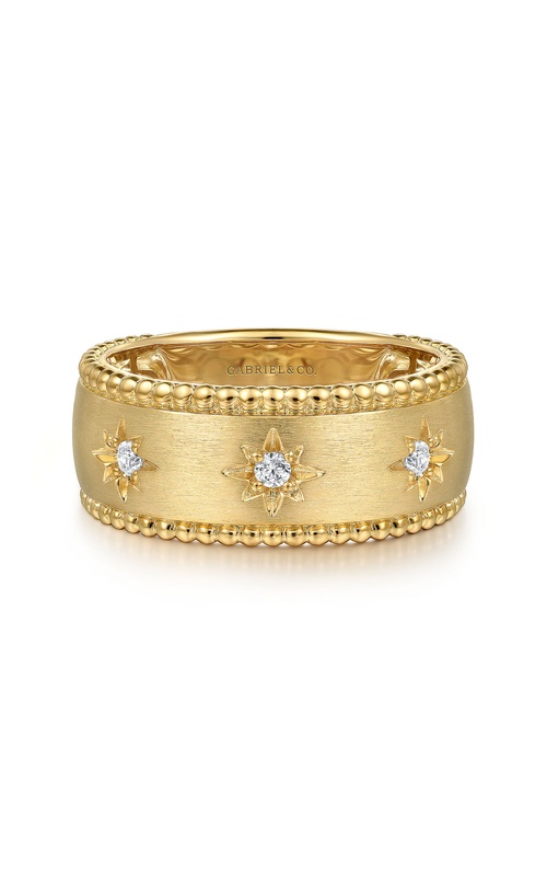 14K Yellow Gold Diamond Wide Bujukan Band Ladies