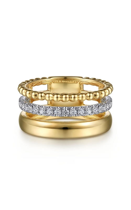 14K White & Yellow Gold Diamond Bujukan Easy Stackable Ring