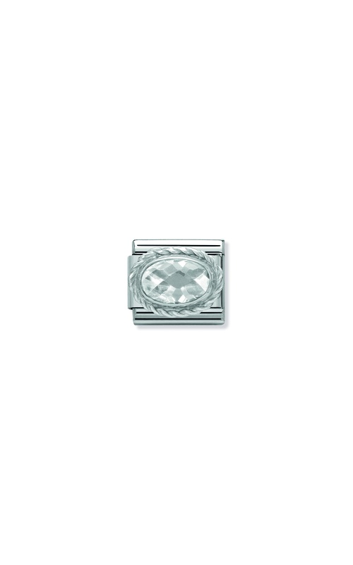 Charm, Composable Link, White oval stone, silver