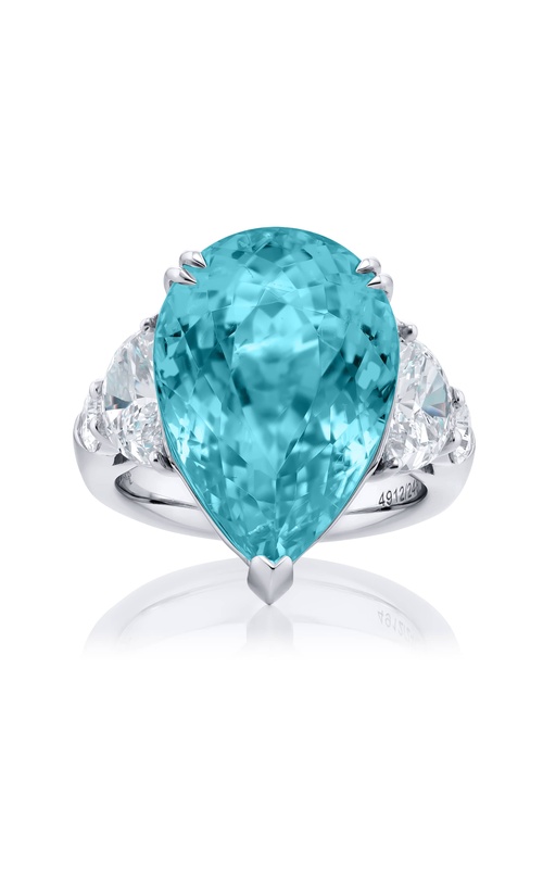Platinum Pear-Shaped Paraiba Certified Ring