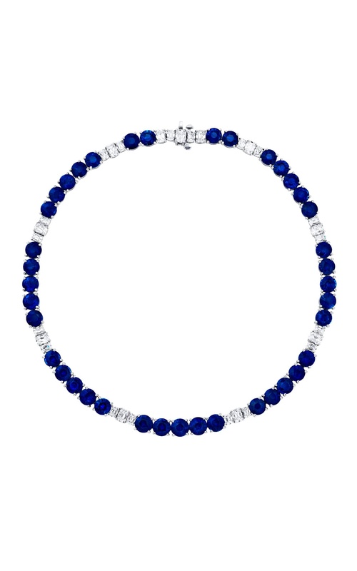 Platinum Round Sapphire and Vintage Cushion-Cut Diamond Necklace