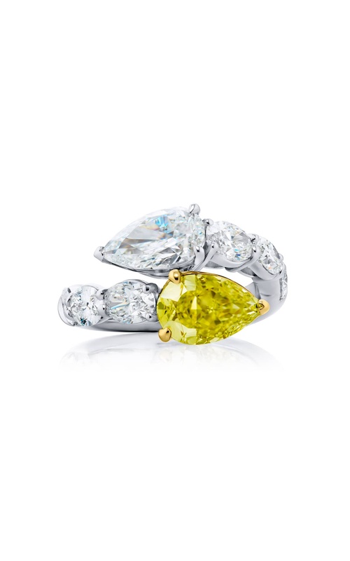 Platinum and 18K Yellow Gold Pear-Shaped Diamond Certified Twogether Ring