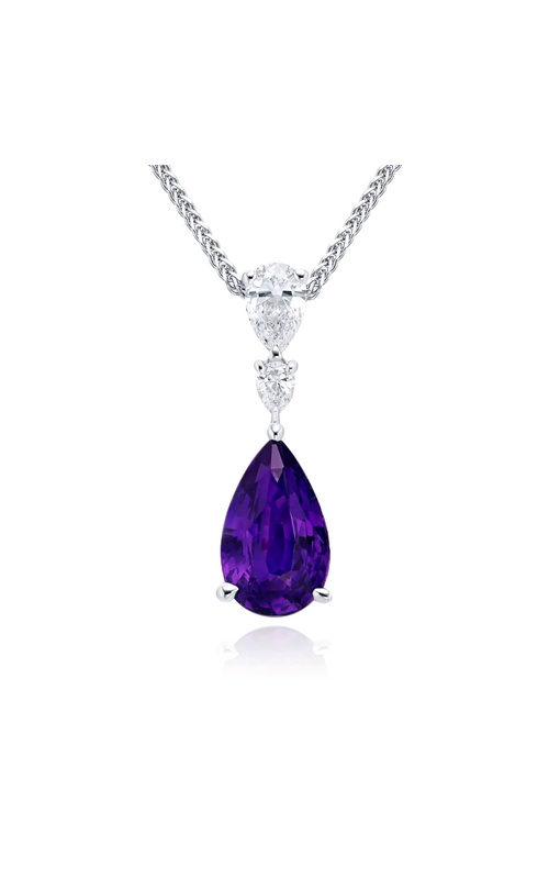 Platinum Pear-Shaped Purple Sapphire Certified Pendant