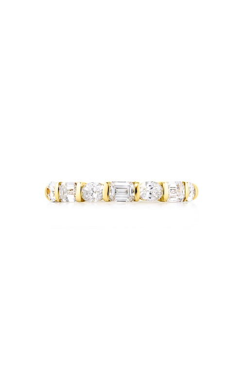 18K Yellow Gold Emerald-Cut and Oval Diamond East-West Bar Set Band