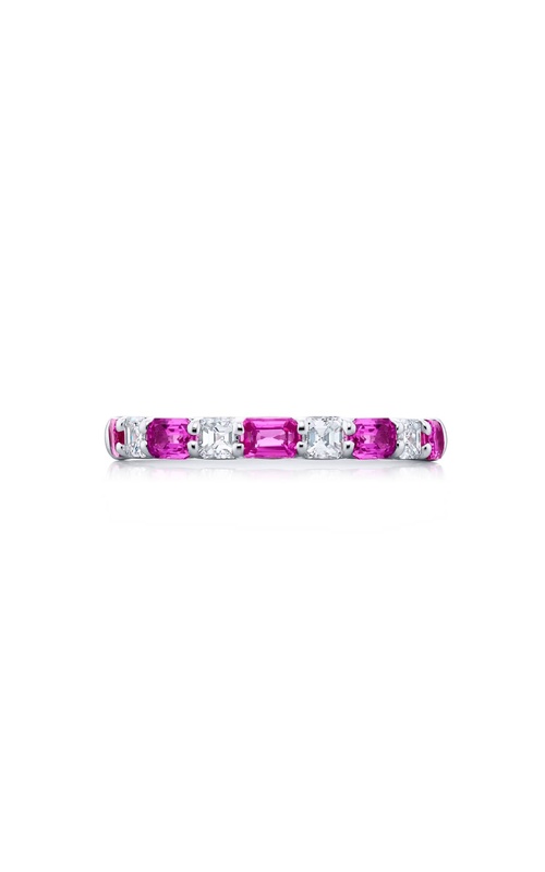 Platinum Emerald-Cut Pink Sapphire East-West Band