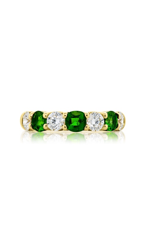 18K Yellow Gold Cushion-Cut Emerald and Diamond Band