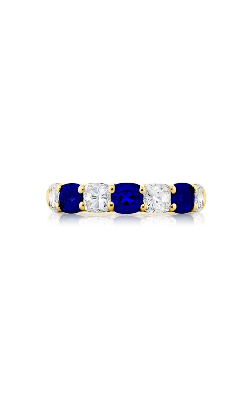 18K Yellow Gold Cushion-Cut Sapphire and Diamond Band