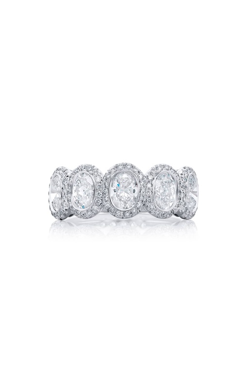 Platinum Oval Diamond Bezel Set Band