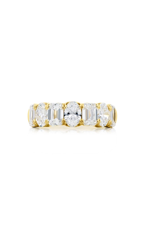 18K Yellow Gold Emerald-Cut and Oval Diamond Certified Band