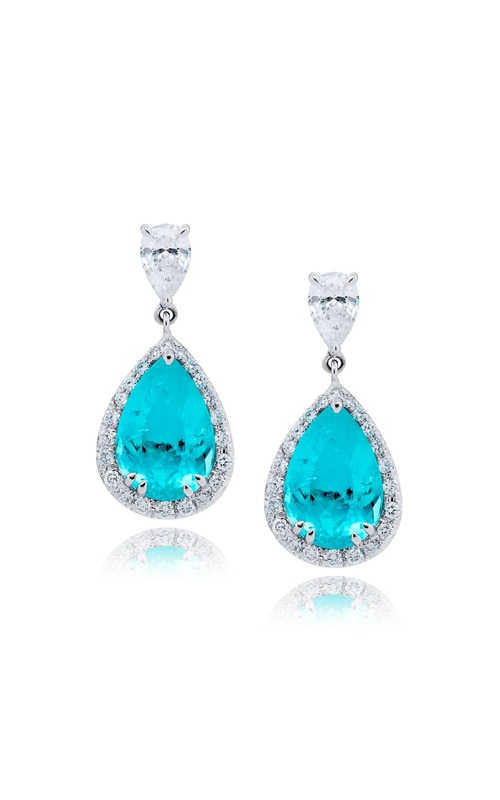 Platinum Pear-Shaped Paraiba Certified Earrings