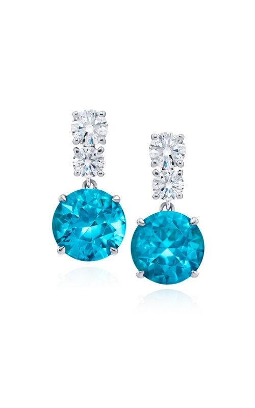 Platinum Round Aquamarine Drop Earrings