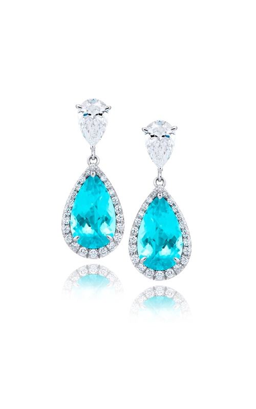 Platinum Pear-Shaped Paraiba Certified Drop Earrings