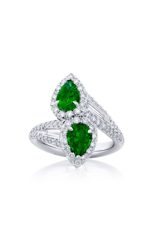 Platinum Pear-Shaped Emerald Twogether Ring