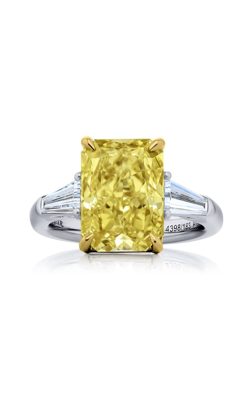 Platinum Radiant-Cut Fancy Yellow Diamond Certified Ring