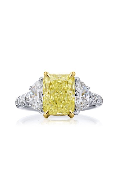 Platinum and 18K Yellow Gold Radiant-Cut Fancy Yellow Diamond Certified Ring