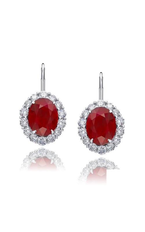 Gorgeous Glamour: Timeless 12.15 ctw. CDC-Certified Oval Burmese Ruby & Diamond Halo Stud Earrings in Platinum