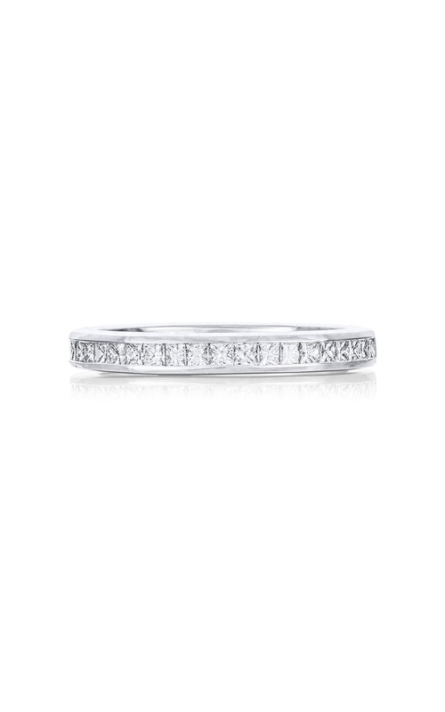 Elegance Elevated: Classic Single-Row Princess-Cut Diamond Wedding Band in Platinum