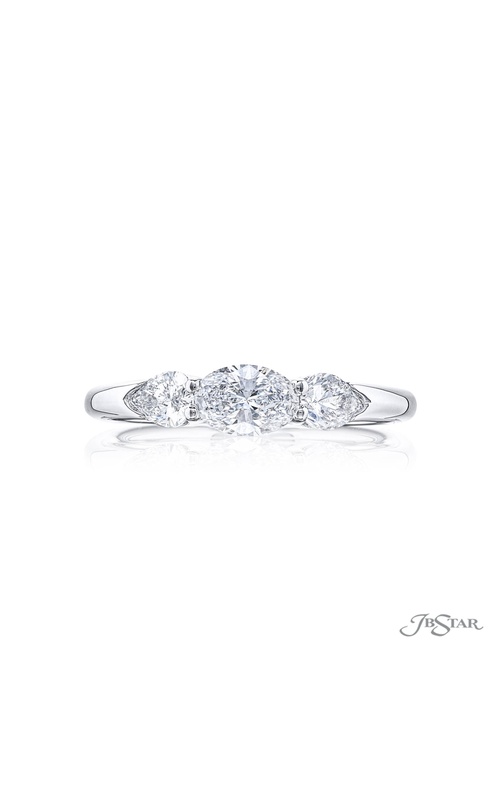 GIA-Certified Oval Diamond Ring with Pear Side Stones in Platinum
