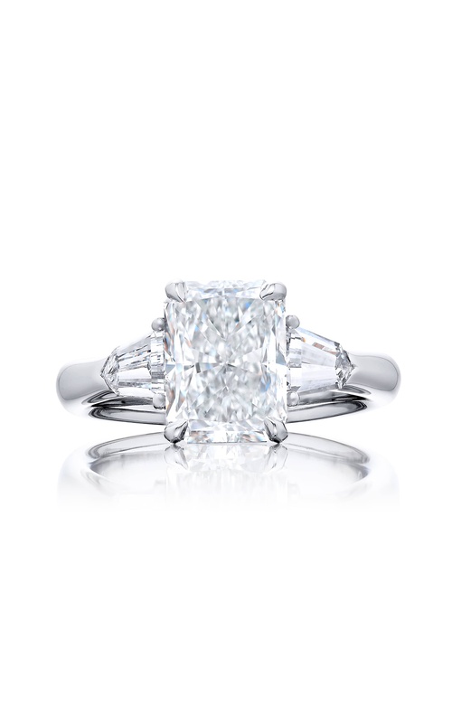 2.40 ct. GIA-Certified Emerald-Cut Diamond Ring with Kite Diamonds in Platinum
