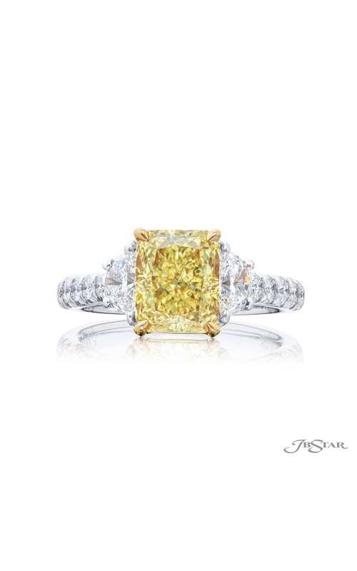 Timeless 2.57 ct. Radiant-Cut Fancy Yellow Diamond Ring with Half-Moon & Round Diamonds