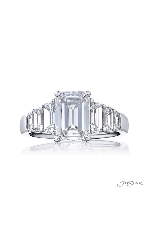 1.93 ct. GIA-Certified Emerald-Cut Diamond Ring with Emerald Side Stones in Platinum