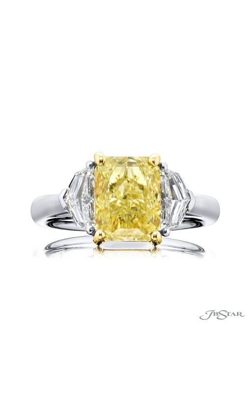 3.03 ct GIA Certified Fancy Yellow Diamond Ring | Radiant-Cut Fancy Yellow Diamond with Epaulet Diamonds | Platinum & 18KY Gold | Dazzling Brilliance by Jb Star