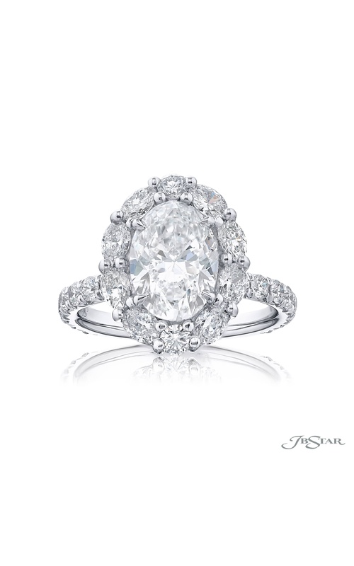2.31 ct. GIA-Certified Oval-Cut Encircled Diamond Ring with Oval and Round Accents in Platinum