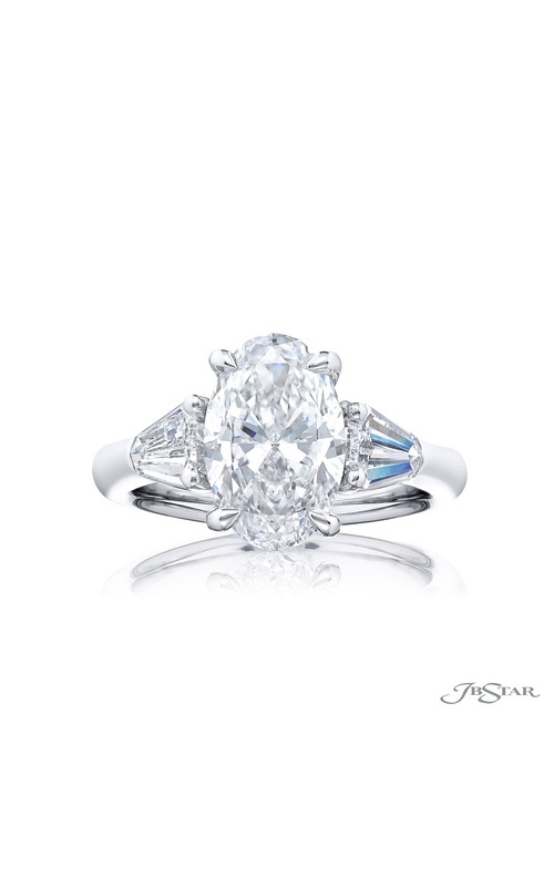 3.01 ct. GIA-Certified Oval-Cut Diamond Ring with Kite Diamonds in Platinum