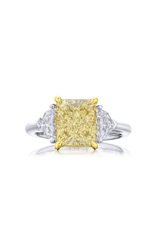 3.29 ct GIA Certified Fancy Yellow Diamond Ring | Radiant-Cut Fancy Yellow Diamond with Epaulette Diamonds in Platinum & 18K Yellow Gold