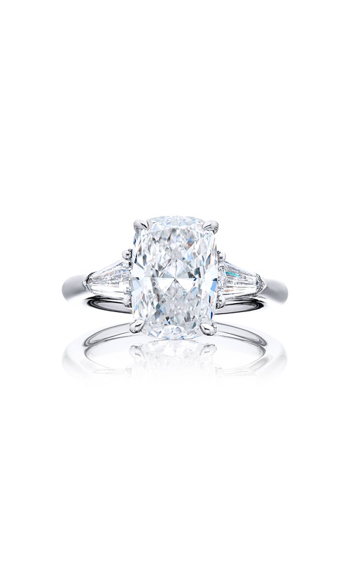 3.73 ct. GIA-Certified Cushion-Cut Diamond Ring with Bullet Diamonds in Platinum