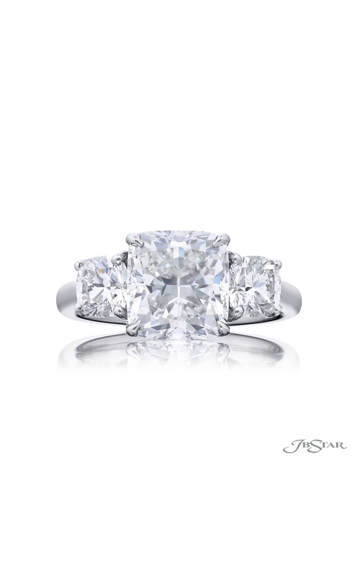 3.42 ct. GIA-Certified Cushion-Cut Diamond Ring with Cushion Side Stones in Platinum