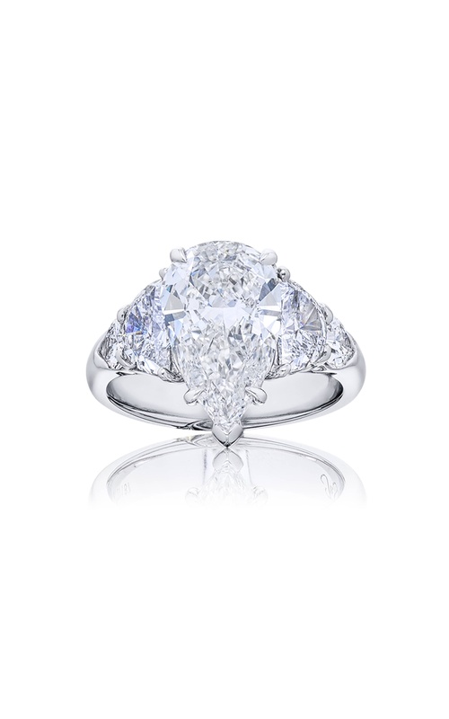 3.02 ct. GIA-Certified Pear-Shaped Diamond Ring with Half-Moon & Shield Side Stones in Platinum