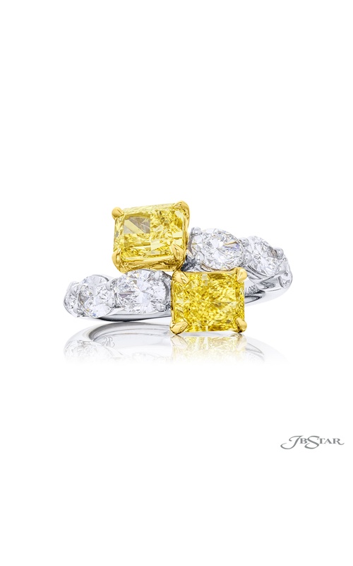 Dazzling Brilliance: Certified Twogether Fancy Yellow Diamond Ring ? Radiant-Cut Fancy Yellow Diamonds & Oval Diamonds in Pure Platinum