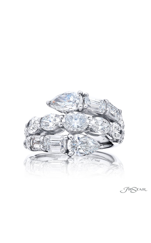 Dazzling Brilliance: Certified Twogether Diamond Ring  Pear-Shaped Oval & Emerald-Cut Diamonds Handcrafted in Pure Platinum