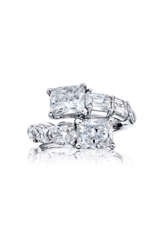Dazzling Brilliance: Certified Twogether Diamond Ring  Cushion-Cut Diamonds with Oval Pear-Shaped & Emerald-Cut Accents in Pure Platinum