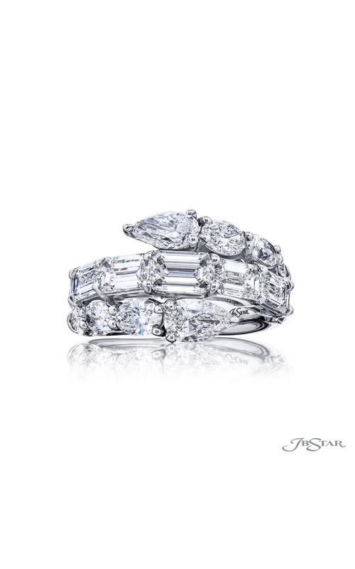 Dazzling Brilliance: Certified Twogether Diamond Ring GIA-Certified Pear-Shaped Emerald-Cut & Oval Diamonds in Pure Platinum