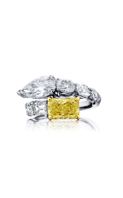 Platinum Pear-Shaped Diamond and Radiant-Cut Fancy Yellow Diamond Certified Twogether Ring