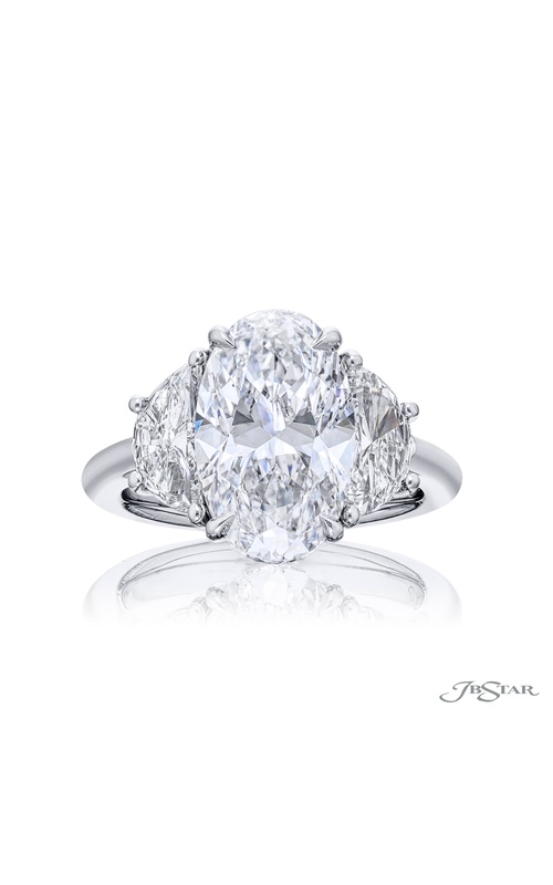 5.41 ct. GIA-Certified Oval Diamond Engagement Ring with Half-Moon Side Stones in Platinum