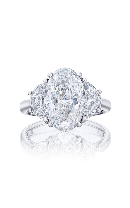 5.02 ct. GIA-Certified Oval Diamond Engagement Ring with Half-Moon Side Stones in Platinum