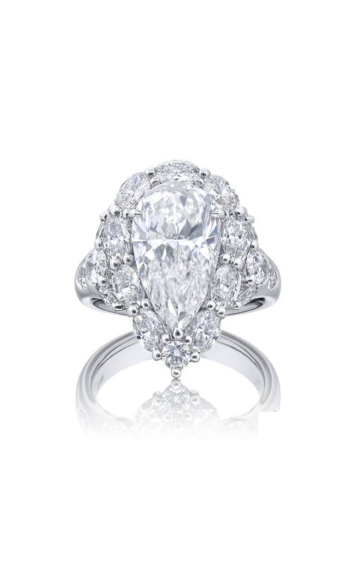 4.30 ct. GIA-Certified Pear-Shaped Diamond Ring with Oval & Marquise Accents