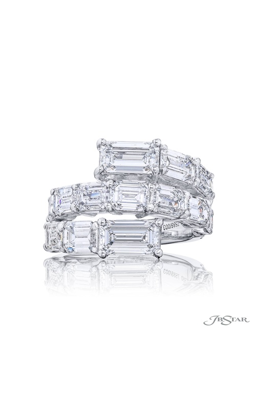Dazzling Brilliance: Certified Twogether Diamond Ring  Emerald-Cut Diamonds Handcrafted in Pure Platinum