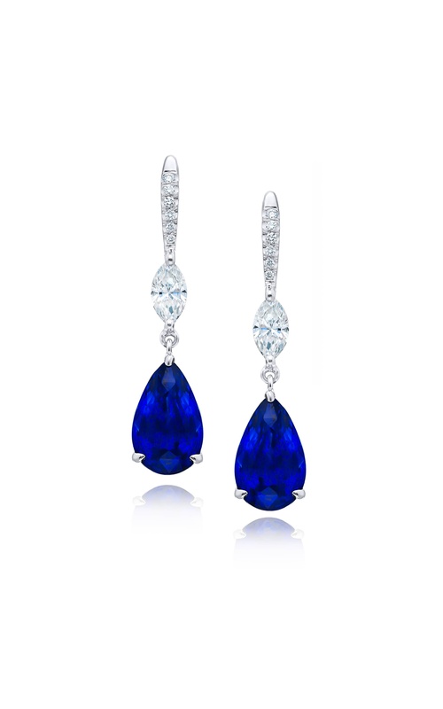 Platinum Pear-Shaped Sapphire Certified Drop Earrings