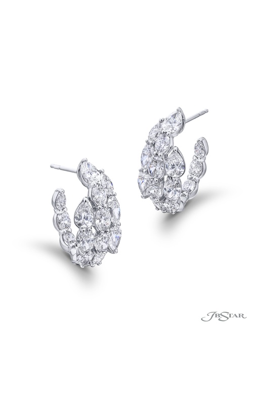 Timeless Oval & Pear-Shaped Diamond Hoop Earrings in Platinum