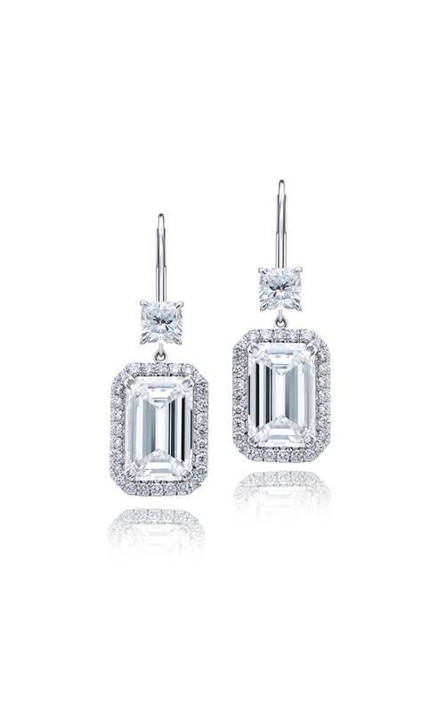 Platinum Emerald-Cut Diamond Certified Drop Earrings