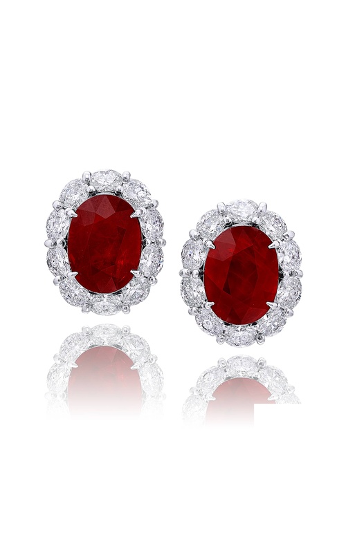Timeless 11.91 ctw. CDC-Certified Oval Burmese Ruby and Diamond Stud Earrings in Platinum