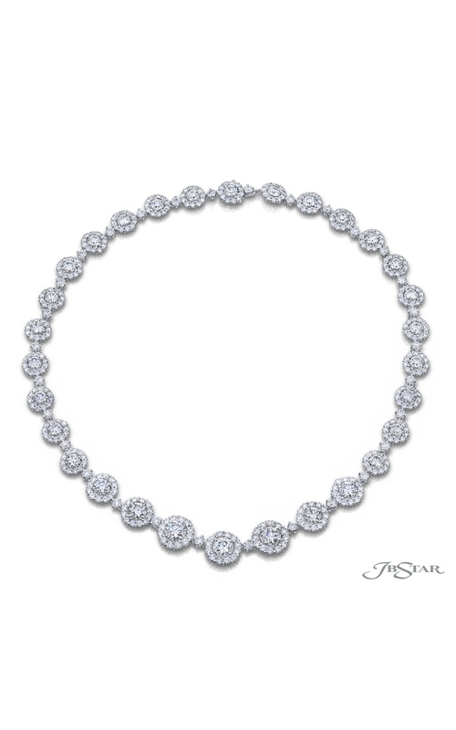 One-of-a-Kind Certified Diamond Necklace  Graduating Round-Cut Diamonds in a Floral Design Handcrafted in Pure Platinum