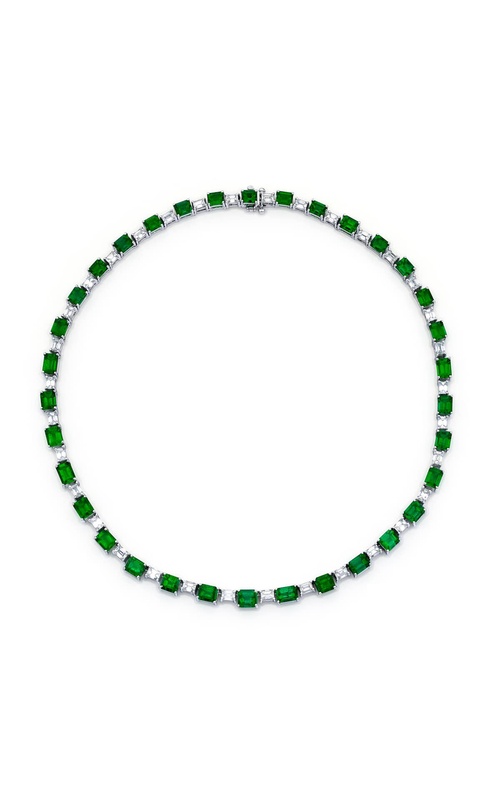 One-of-a-Kind Certified Emerald and Diamond Necklace  22 Emerald-Cut Emeralds & Diamonds in Shared Prongs Handcrafted in Pure Platinum
